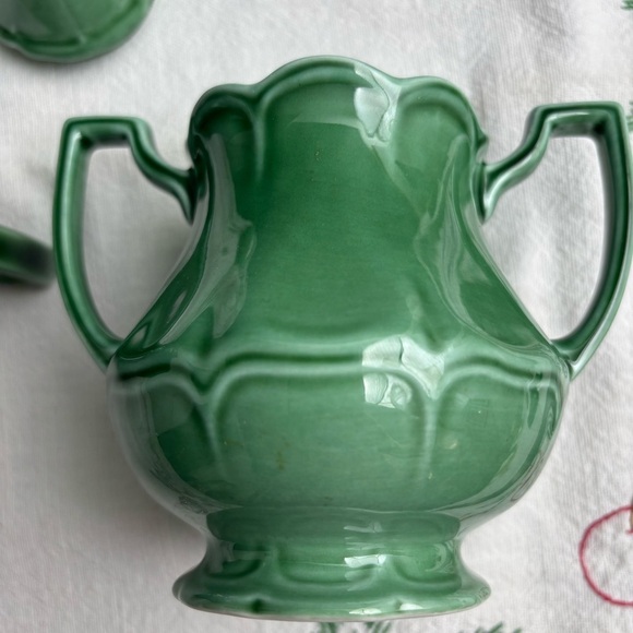 Royal Staffordshire J & G Meakin heirloom ironstone green creamer & sugar bowl - Picture 4 of 8